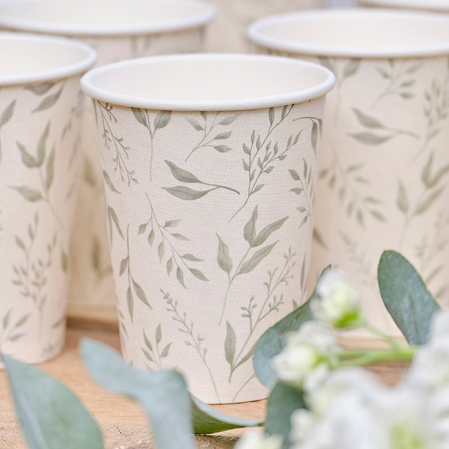 White and Green Christening Paper Cups- 5 Inner Pack