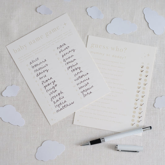 Double Sided Baby Shower Games Card- 5 Inner Pack