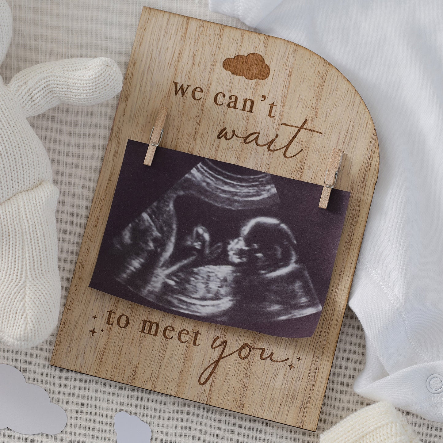 Wooden Engraved Pregnancy Announcement Sign- 5 Inner Pack