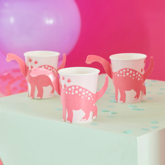 Pink Pop Out Dinosaur Paper Cup- 5 Inner Pack