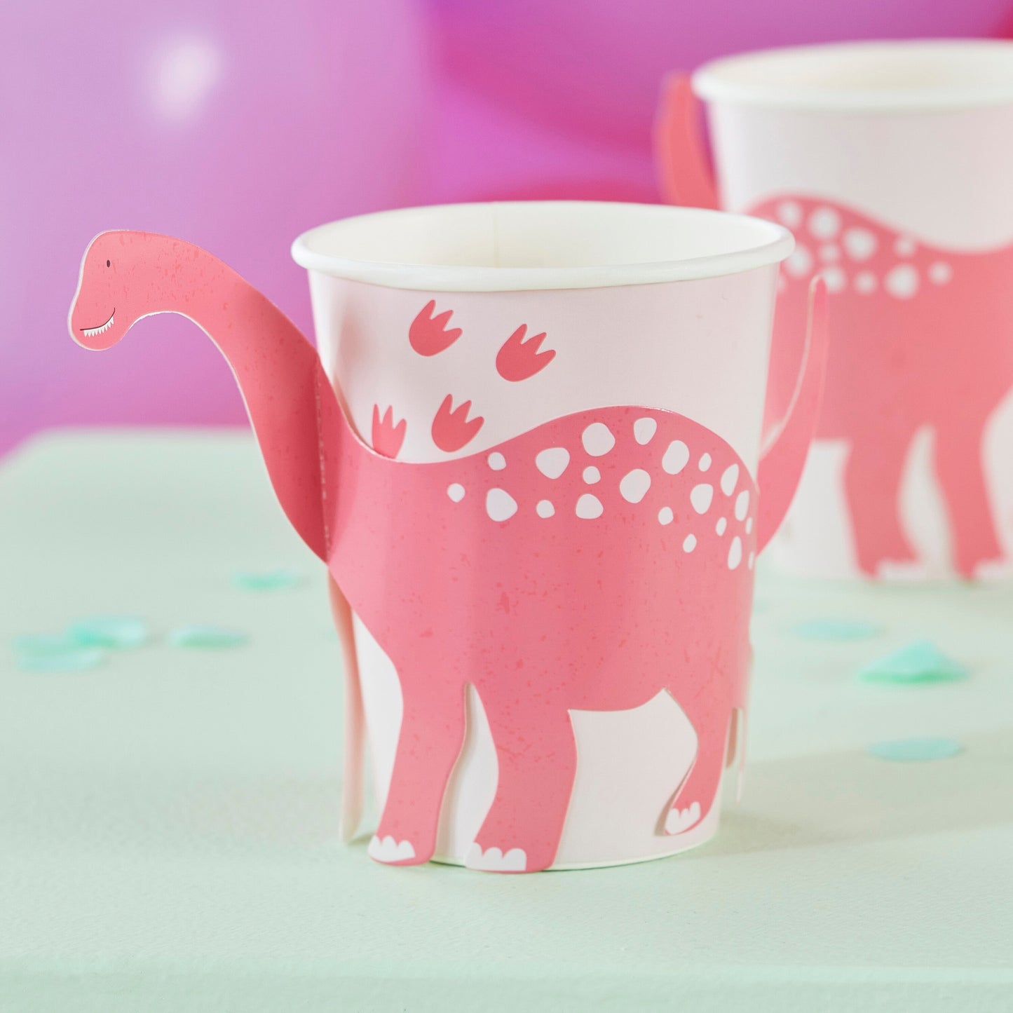 Pink Pop Out Dinosaur Paper Cup- 5 Inner Pack