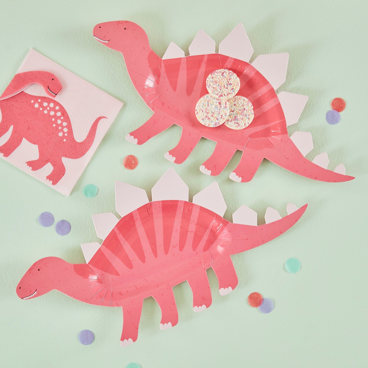 Pink Shaped Dinosaur Sweet Treat Plate- 5 Inner Pack