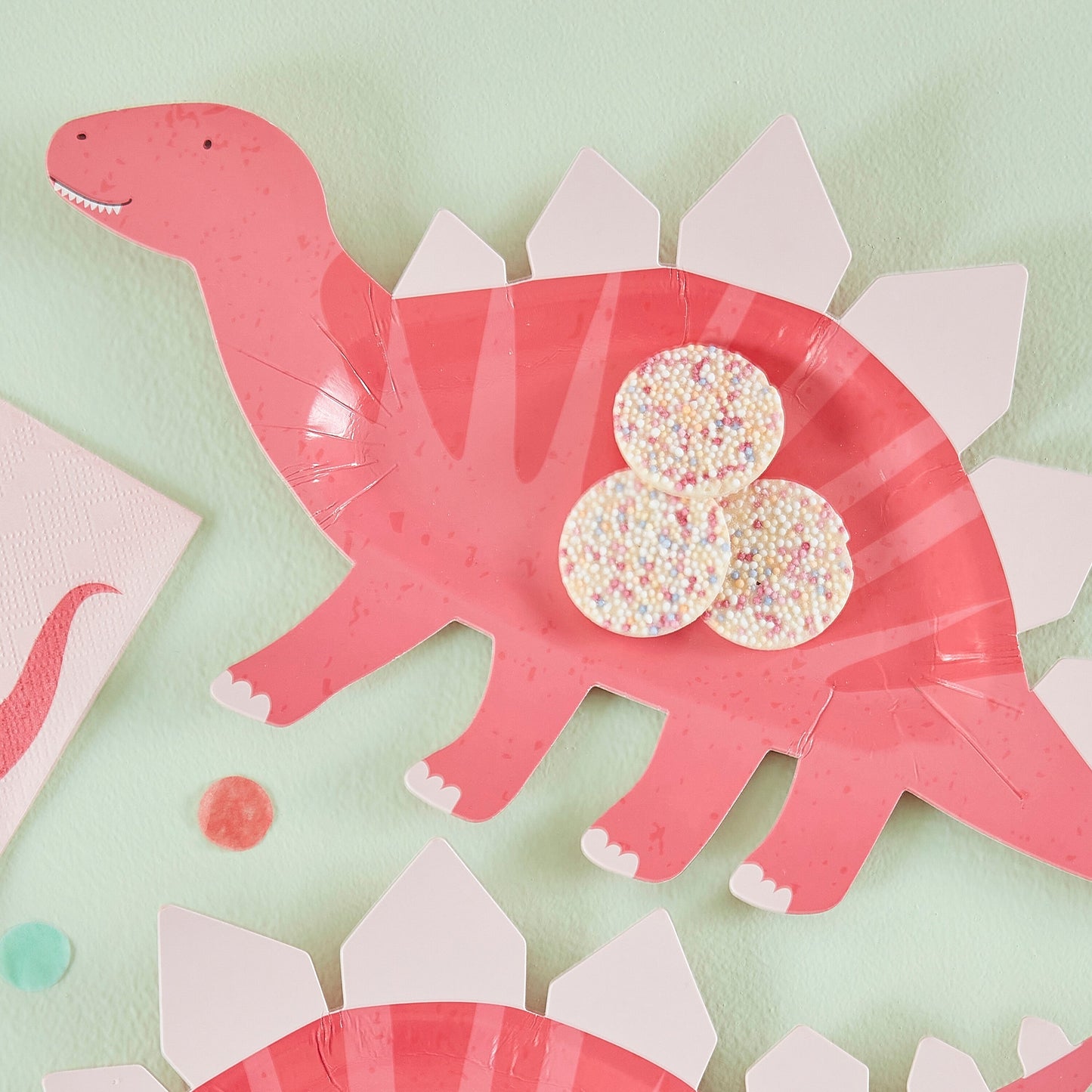 Pink Shaped Dinosaur Sweet Treat Plate- 5 Inner Pack