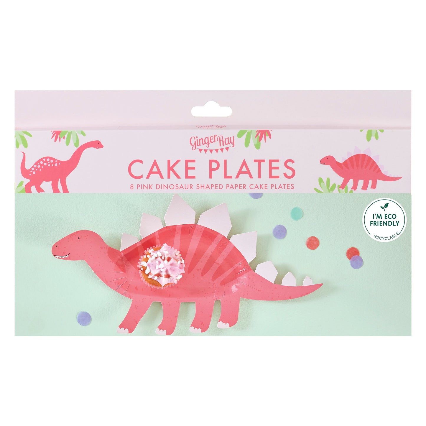 Pink Shaped Dinosaur Sweet Treat Plate- 5 Inner Pack