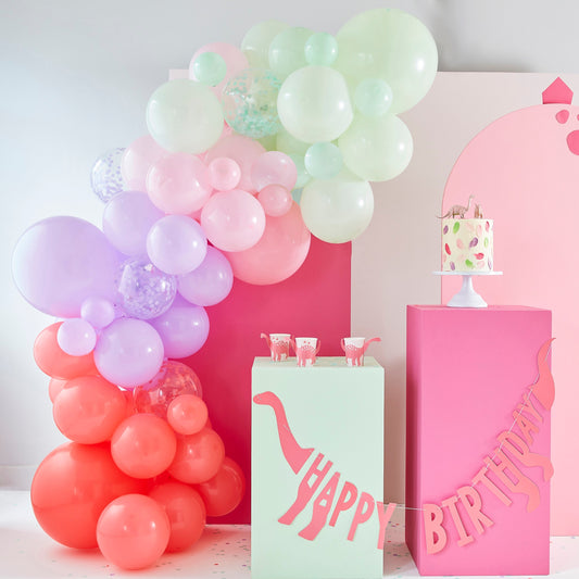 Pink, Lilac, Pastel Green and Confetti Balloon Arch- 5 Inner Pack