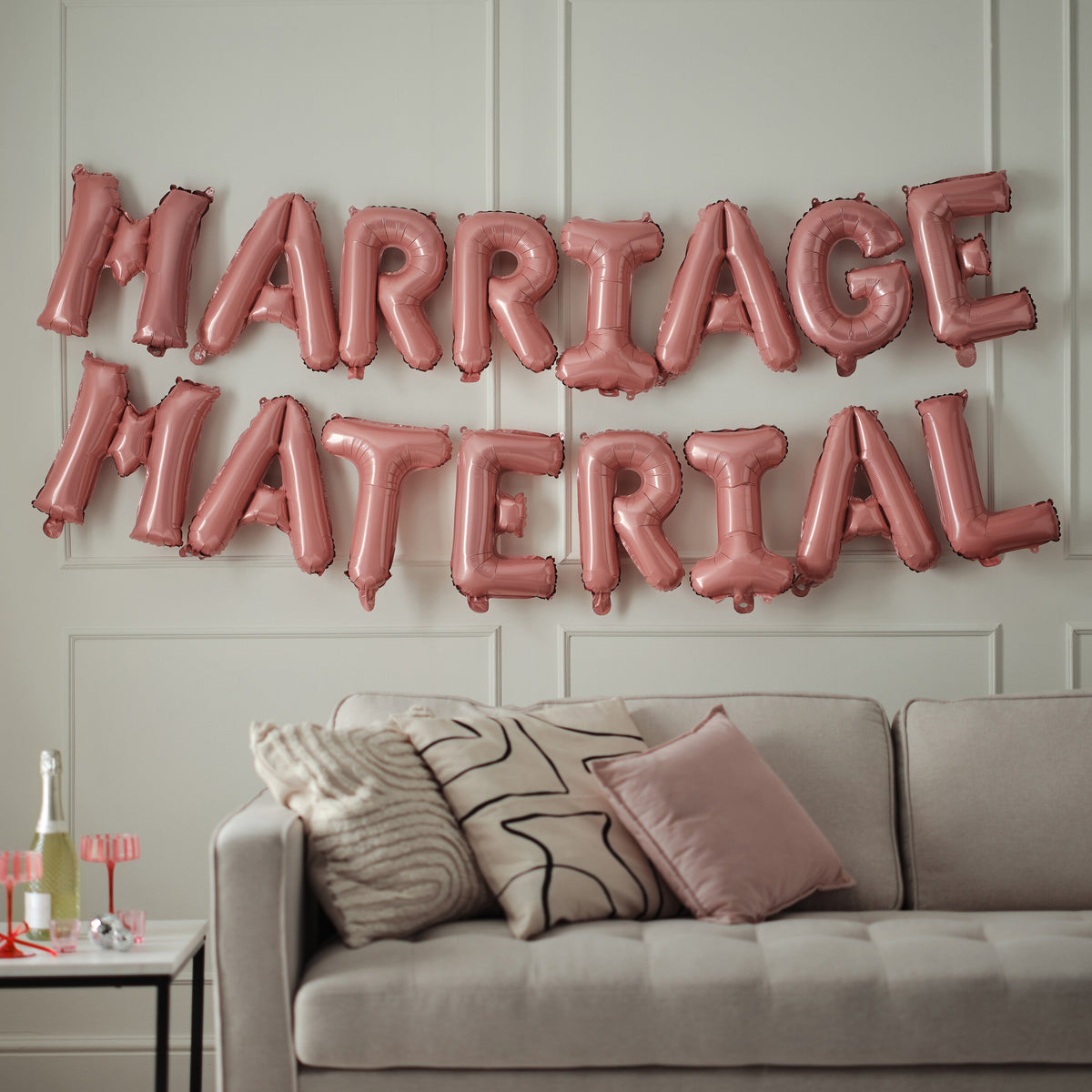 Pink Pearlised 'Marriage Material' Balloon Bunting- 5 Inner Pack
