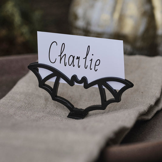 Metal Black Bat Place Card Holder- 5 Inner Pack