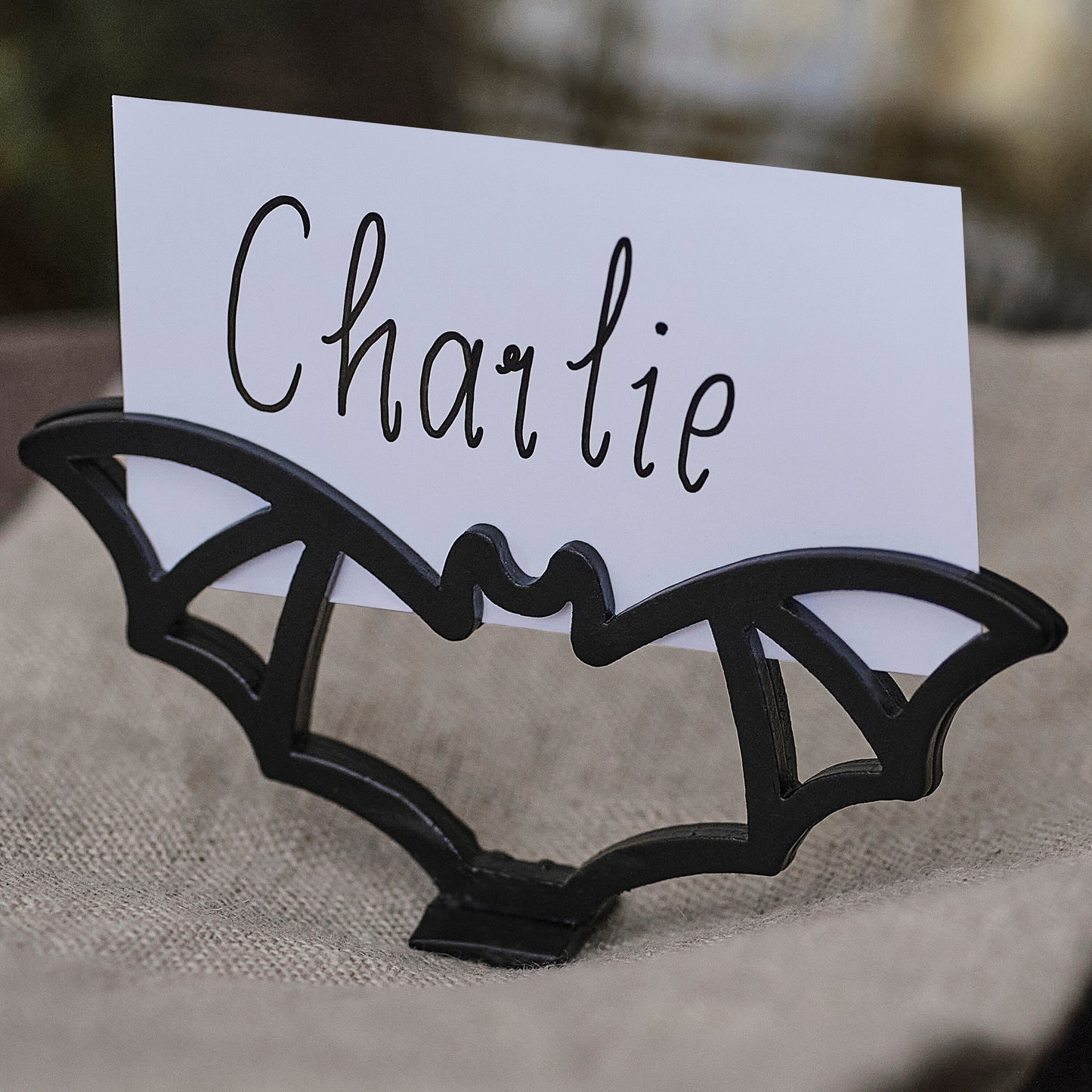 Metal Black Bat Place Card Holder- 5 Inner Pack