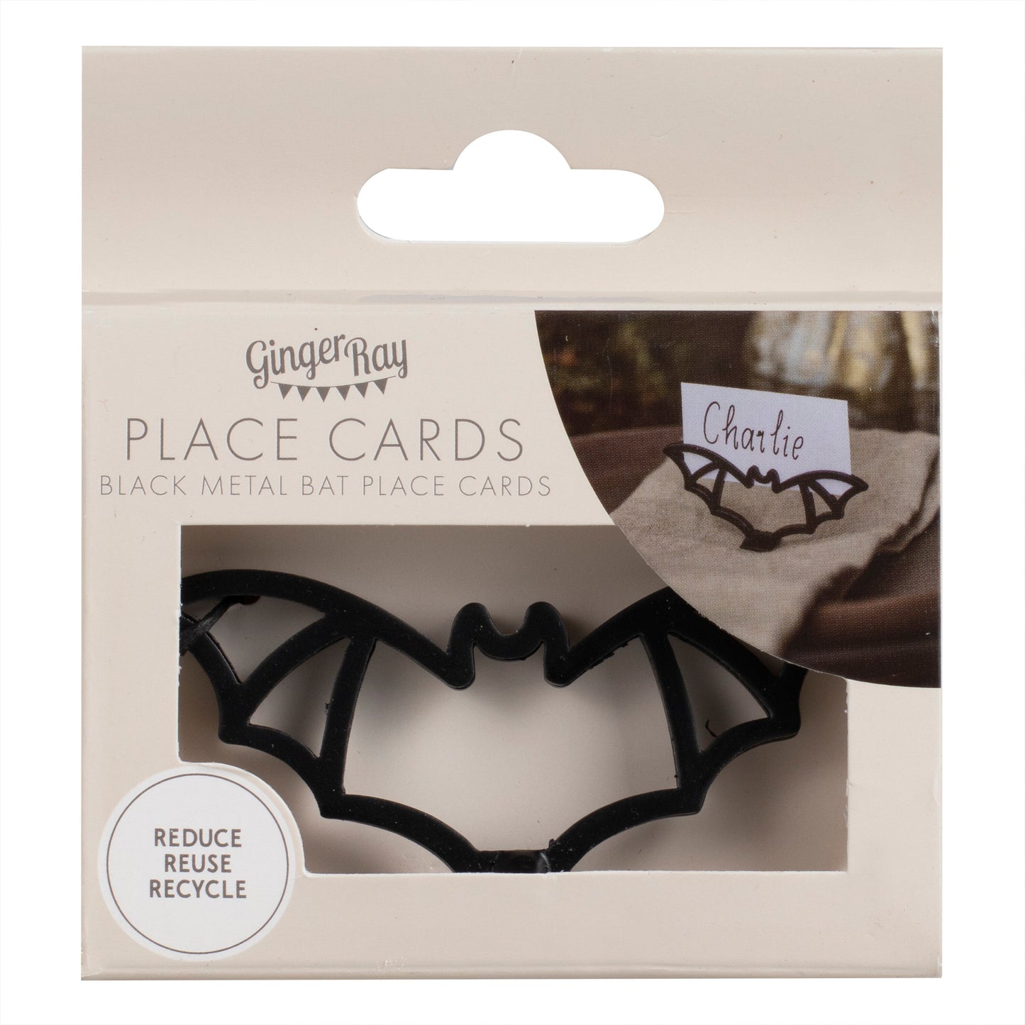 Metal Black Bat Place Card Holder- 5 Inner Pack