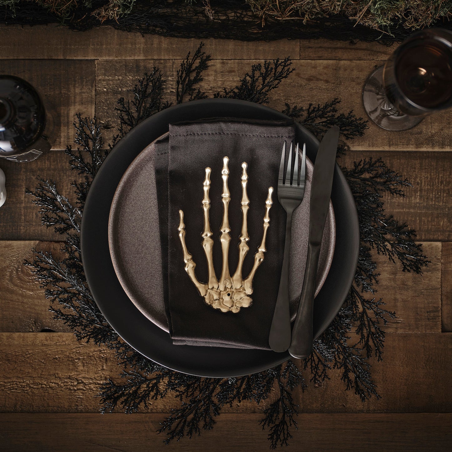Black Foliage Halloween Table Placemats- 5 Inner Pack