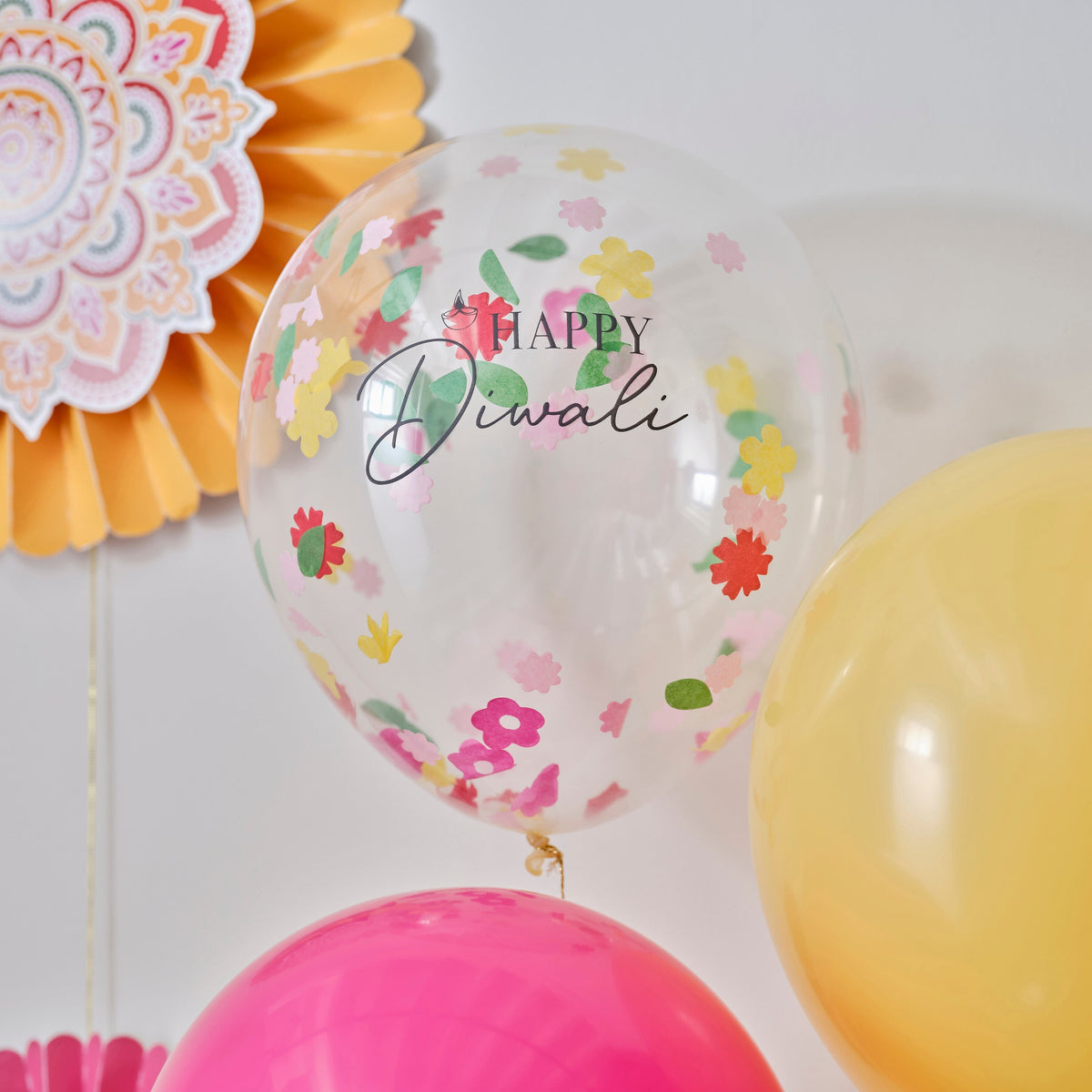 Multicoloured Happy Diwali Balloons- 5 Inner Pack