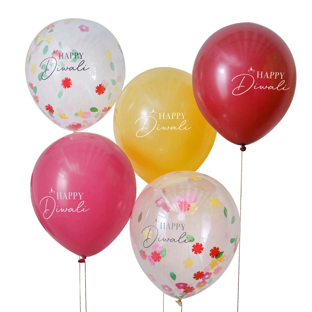 Multicoloured Happy Diwali Balloons- 5 Inner Pack