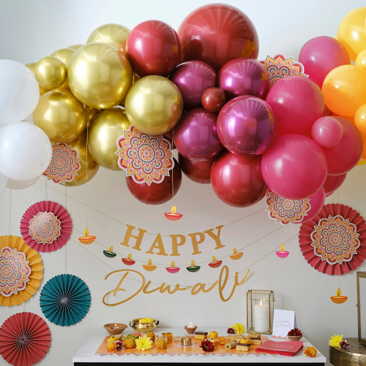 Multicoloured Happy Diwali Balloons- 5 Inner Pack