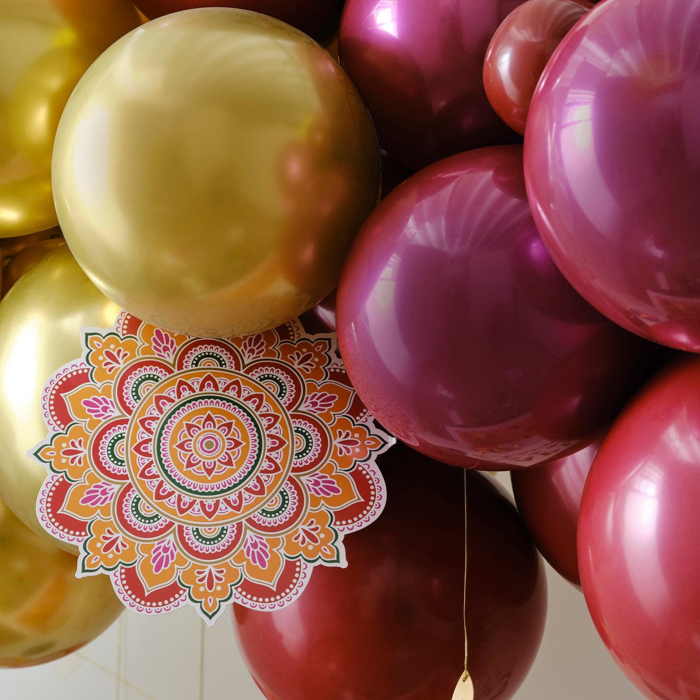 Diwali Balloon Arch Kit with Fans and Tealight Card Decorations- 5 Inner Pack