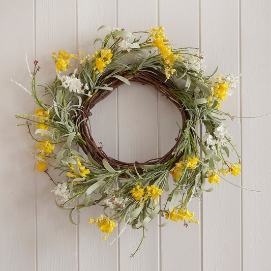 Yellow Artificial Flower Foliage Spring Wreath- 5 Inner Pack