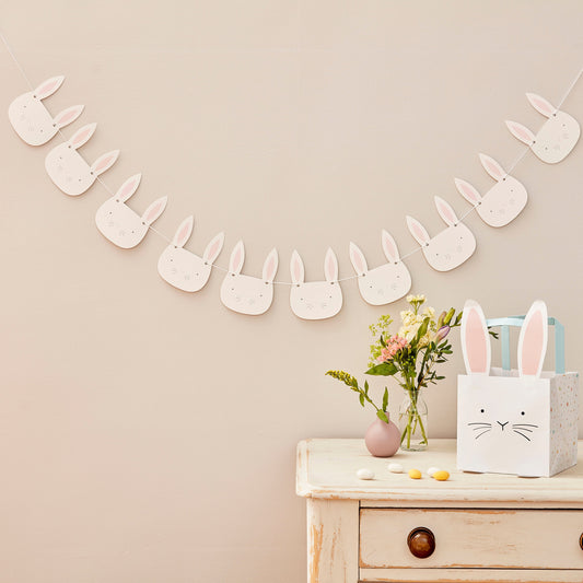 Pink & White Easter Bunny Face Bunting- 5 Inner Pack