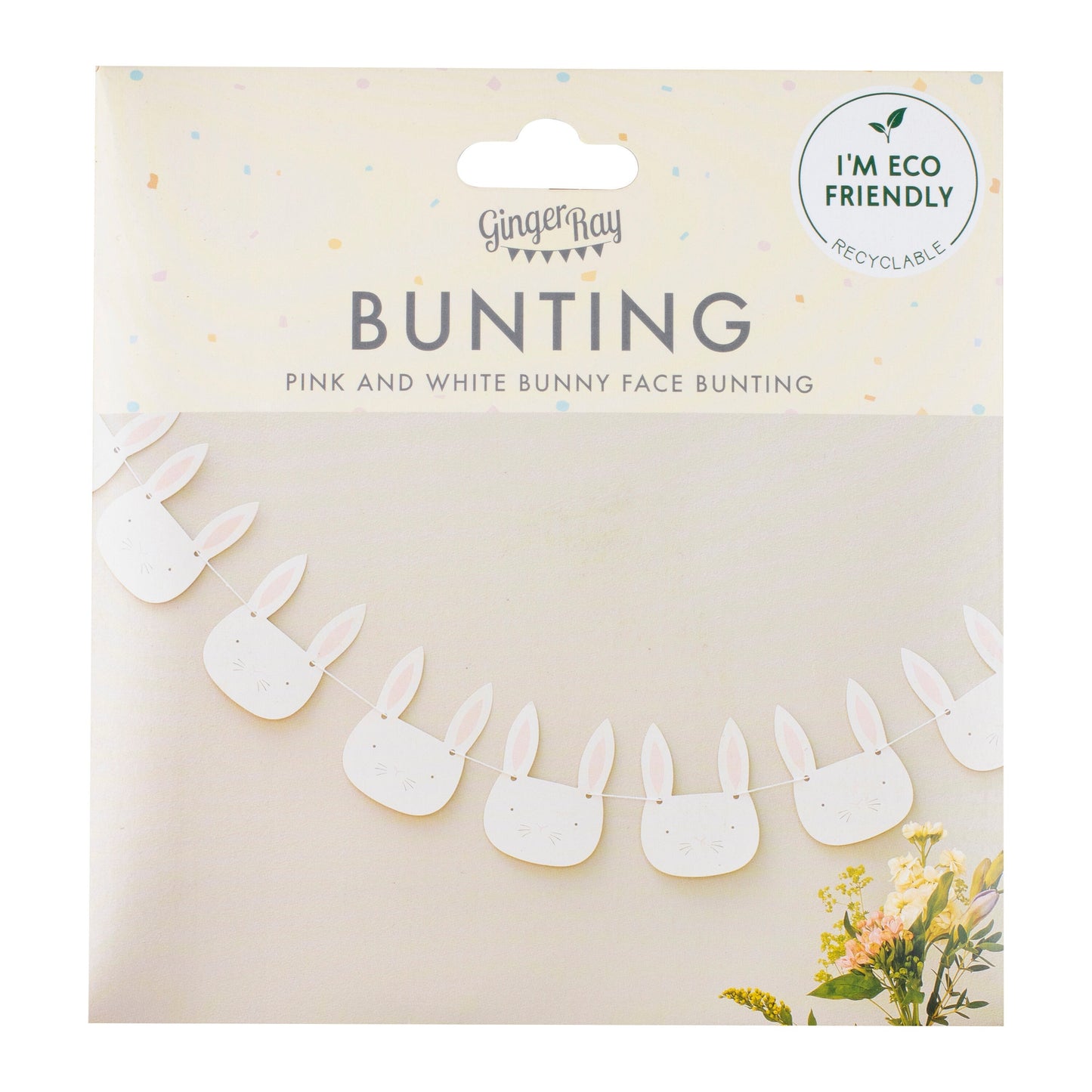 Pink & White Easter Bunny Face Bunting- 5 Inner Pack