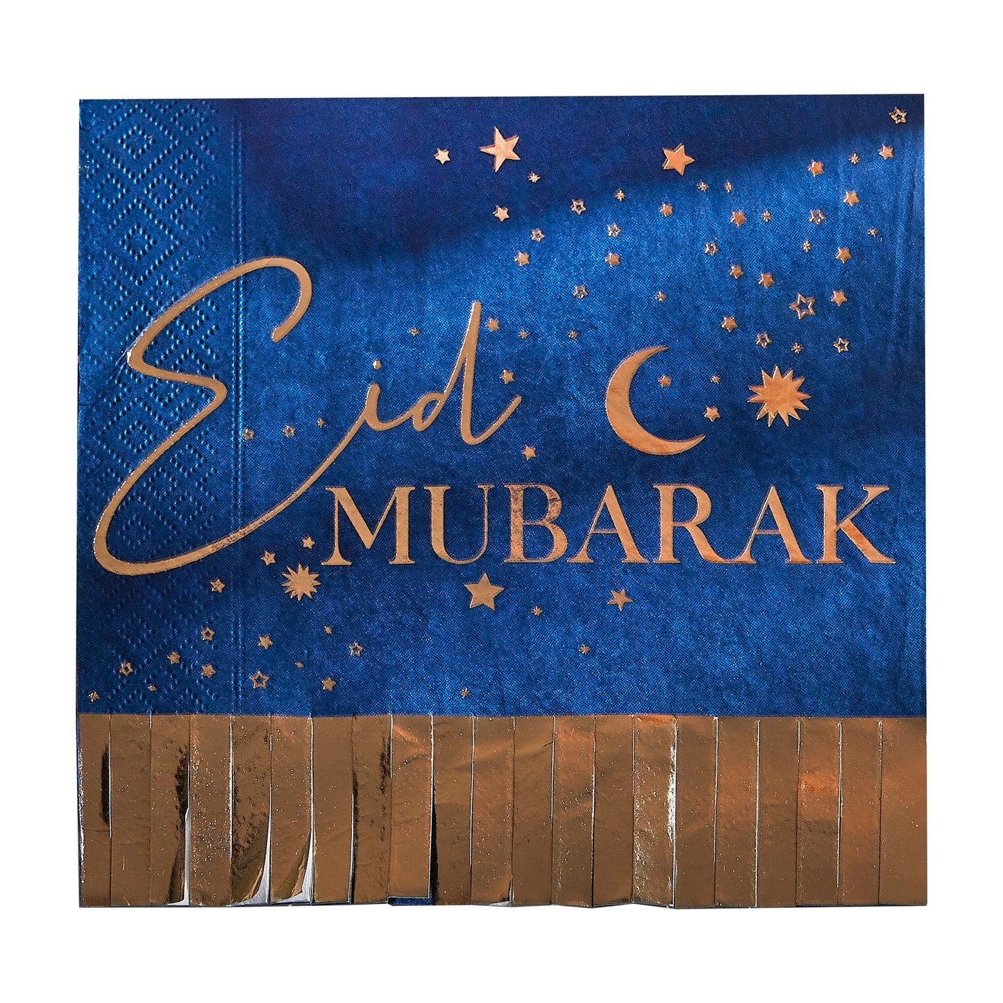 Navy & Gold Eid Mubarak Fringe Napkin- 5 Inner Pack