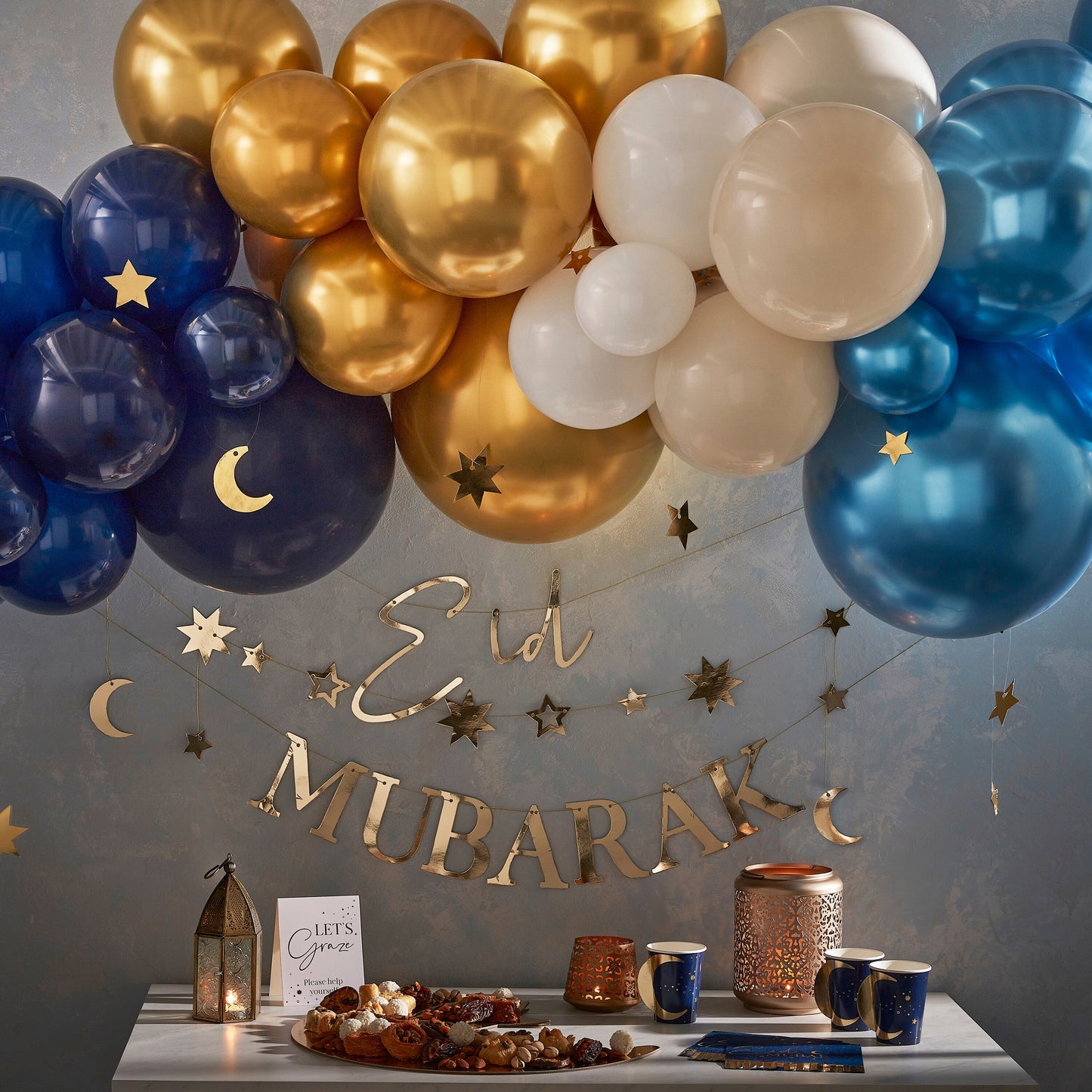 Navy & Gold Eid Mubarak Fringe Napkin- 5 Inner Pack