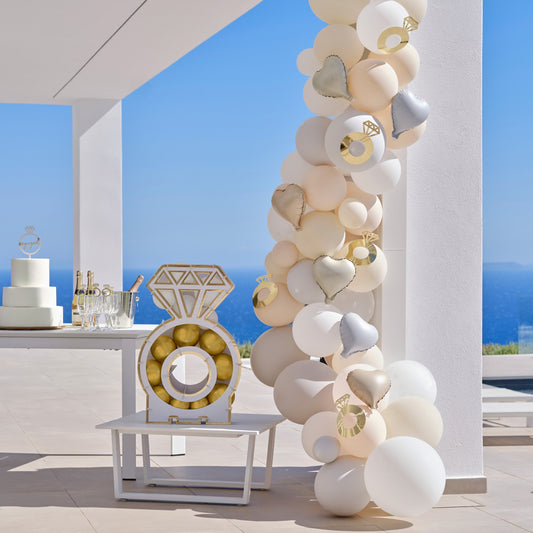 Cream, Grey and Confetti Engagement Party Balloon Arch- 5 Inner Pack