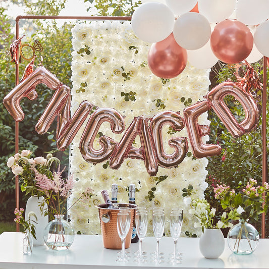 Rose Gold Engaged Balloon Bunting- 5 Inner Pack