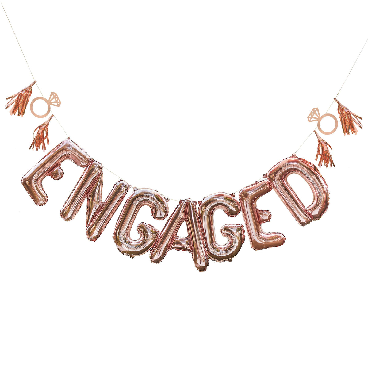 Rose Gold Engaged Balloon Bunting- 5 Inner Pack