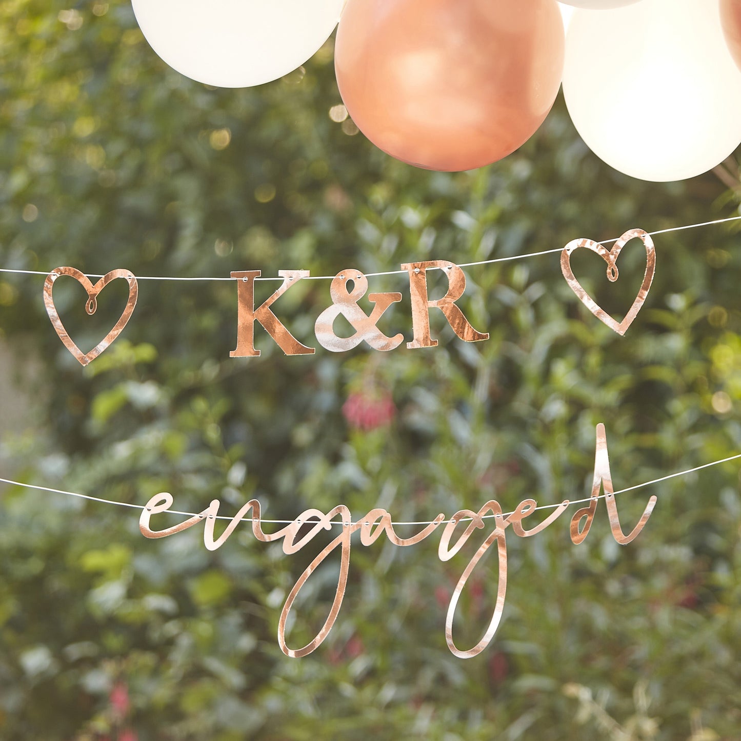 Customisable Rose Gold Engaged Bunting- 5 Inner Pack
