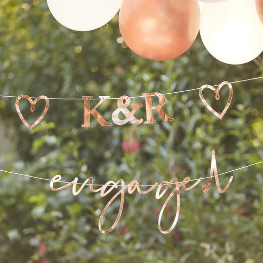 Customisable Rose Gold Engaged Bunting- 5 Inner Pack