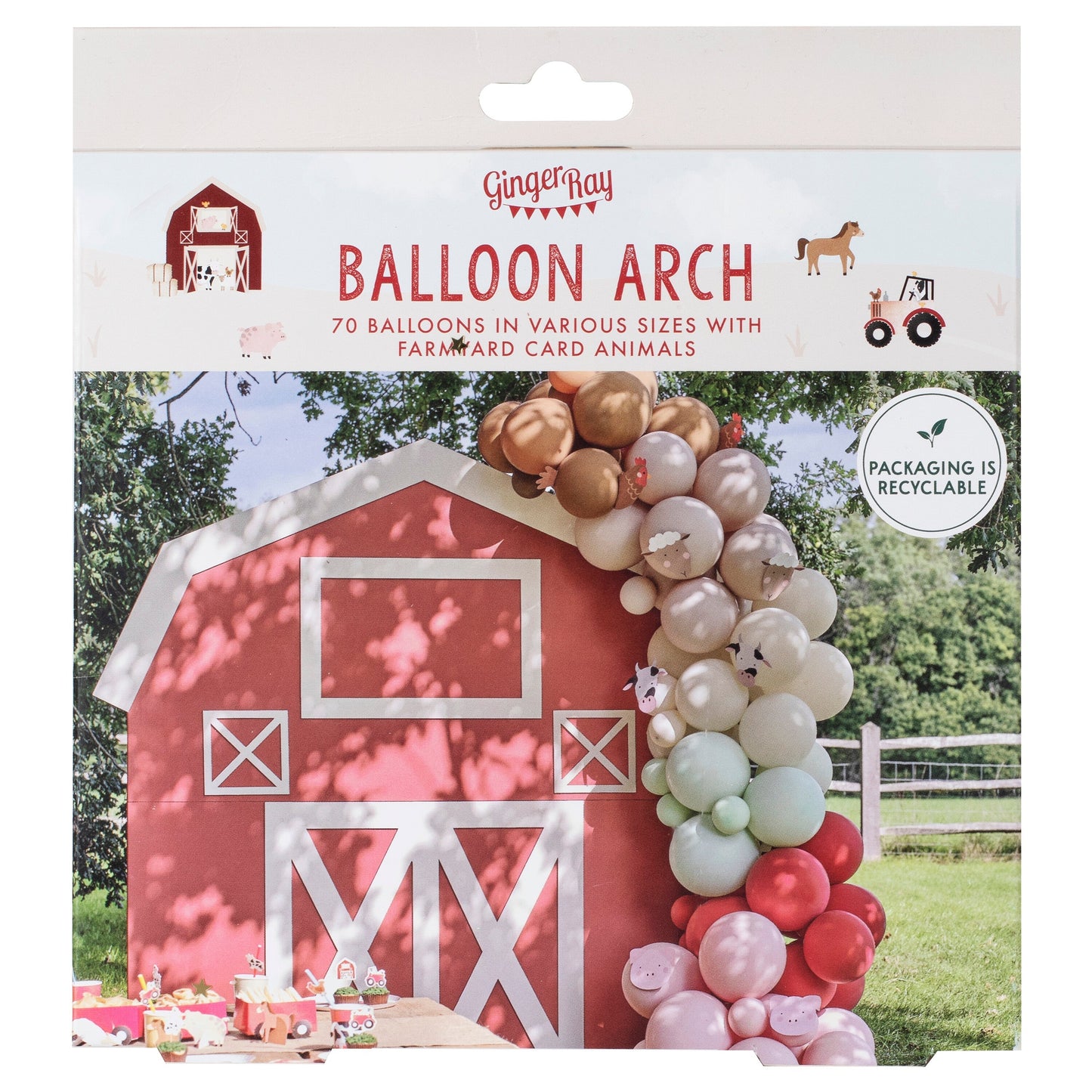 Farm Party Balloon Arch with Card Animals- 5 Inner Pack