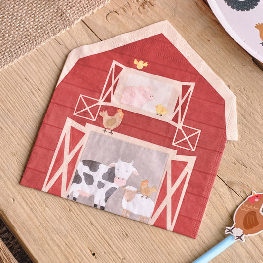 Barn Shaped Farm Paper Party Napkins- 5 Inner Pack