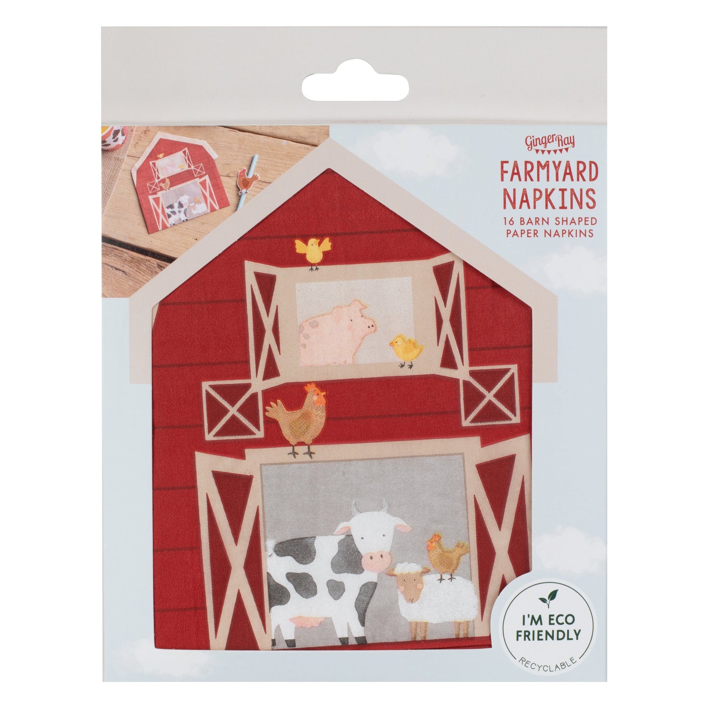 Barn Shaped Farm Paper Party Napkins- 5 Inner Pack