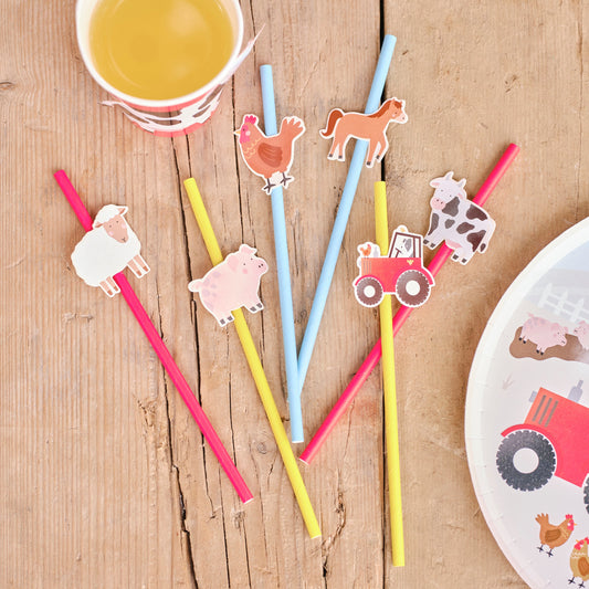 Farm Animals Party Paper Straws- 5 Inner Pack