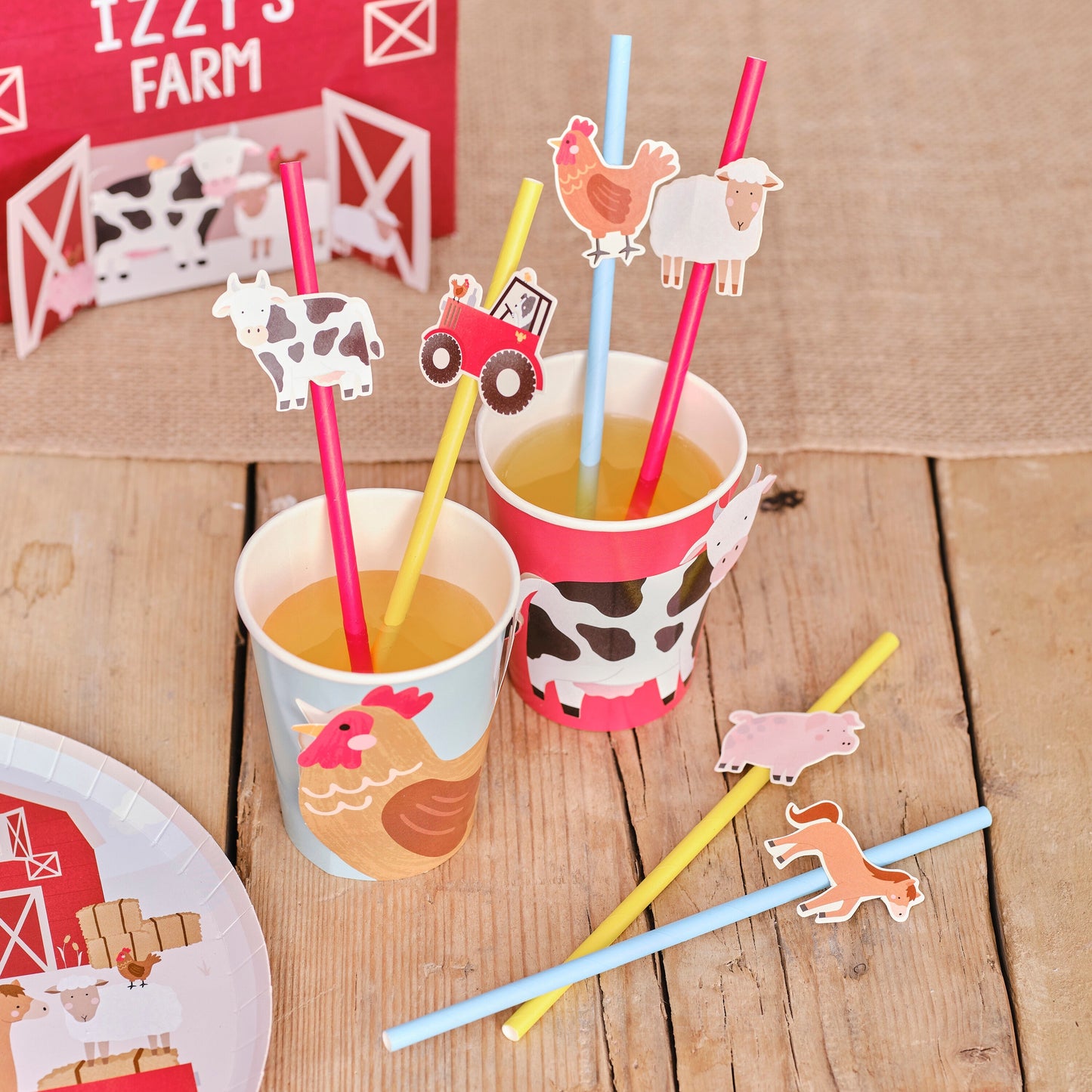 Farm Animals Party Paper Straws- 5 Inner Pack