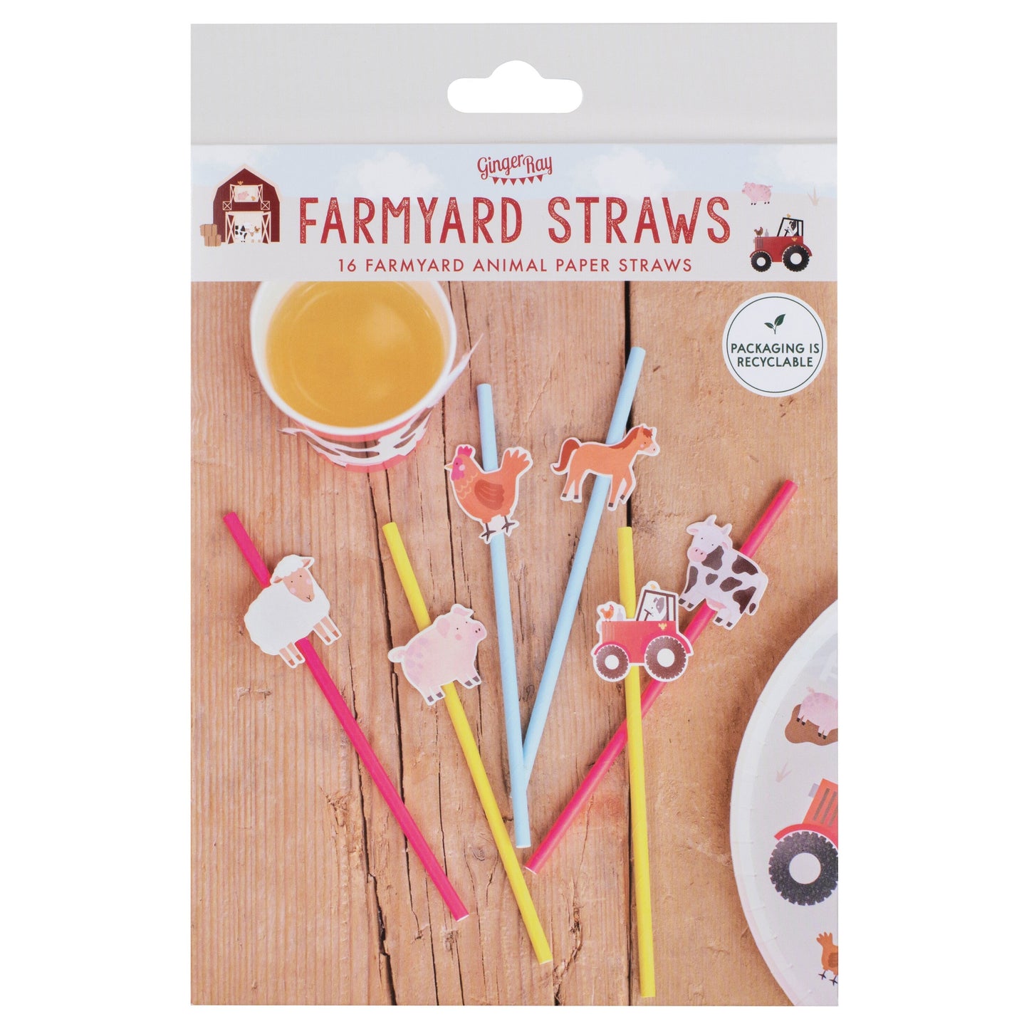 Farm Animals Party Paper Straws- 5 Inner Pack
