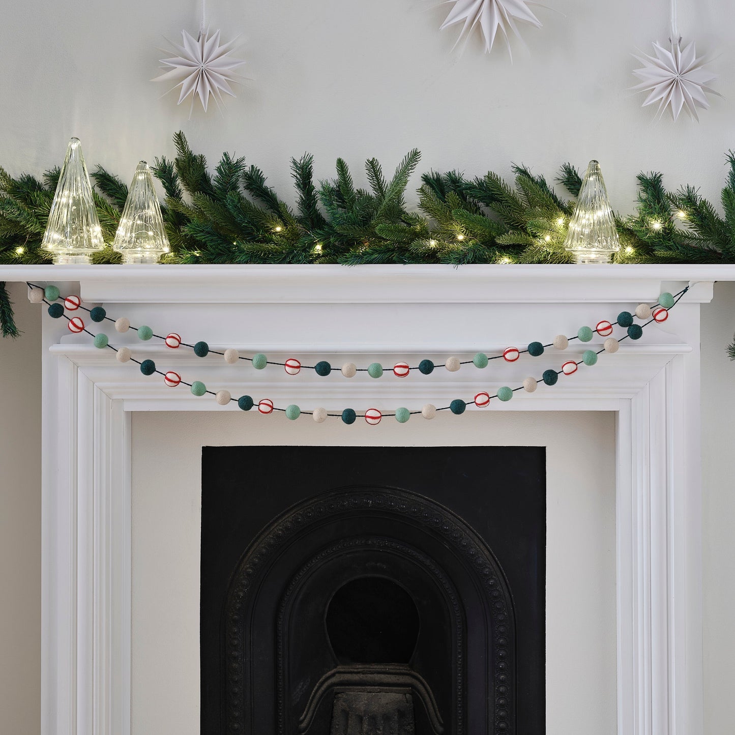 Candy Cane Felt Bead Christmas Garland- 5 Inner Pack