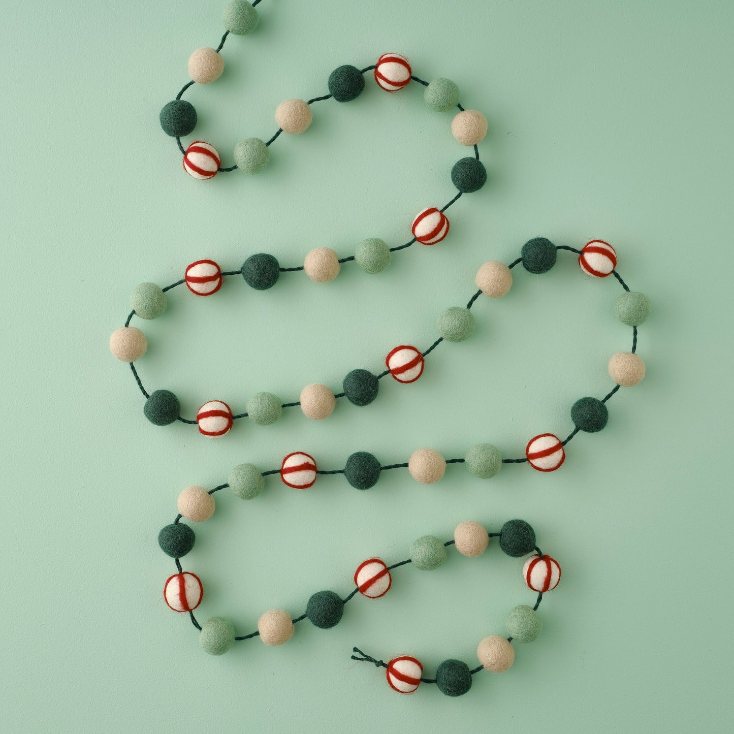 Candy Cane Felt Bead Christmas Garland- 5 Inner Pack