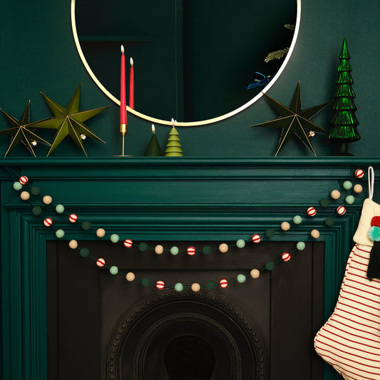 Candy Cane Felt Bead Christmas Garland- 5 Inner Pack