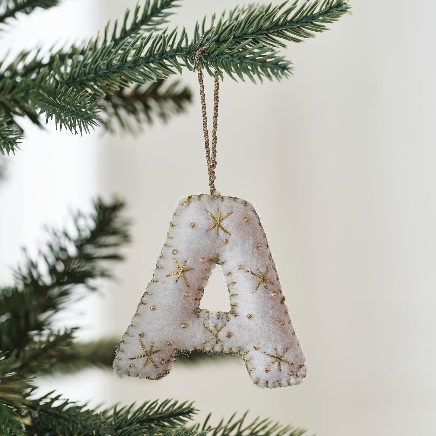 Alphabet Initial Embroidered Felt Christmas Tree Decoration- 12 Inner Pack