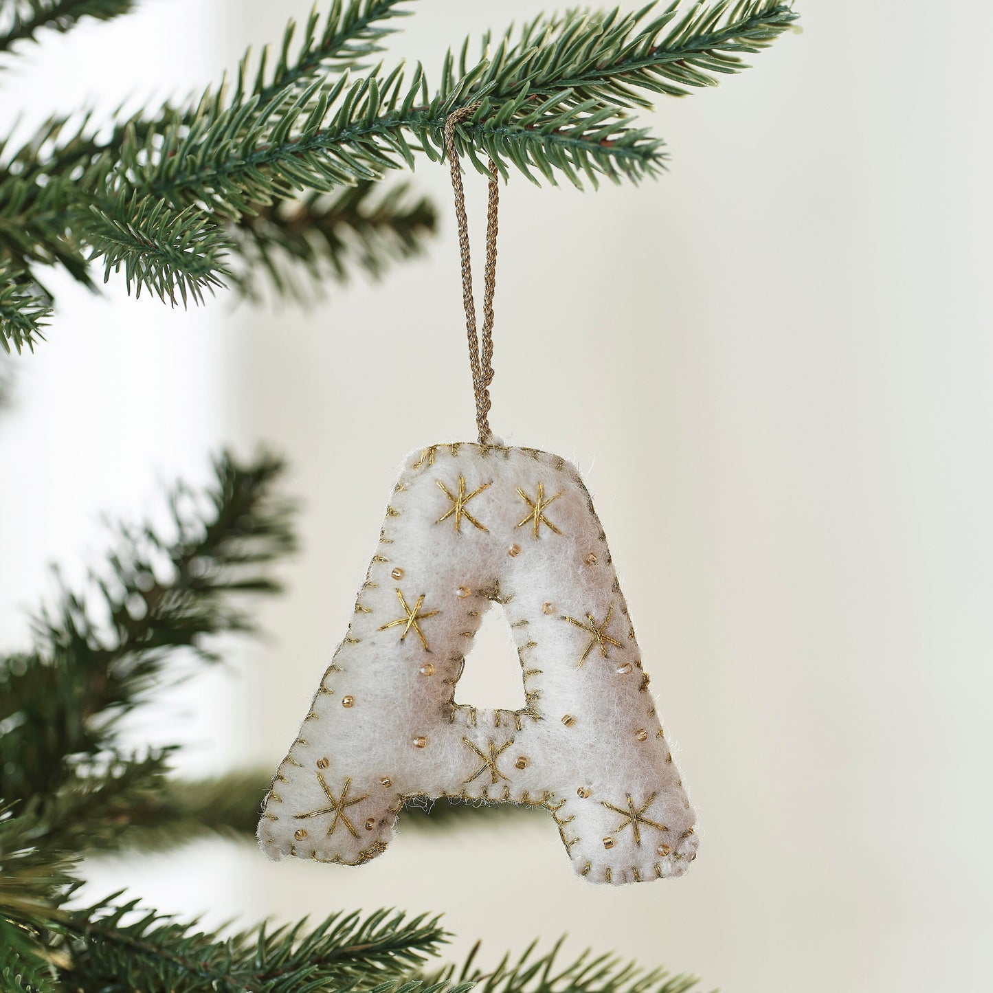 Alphabet Initial Embroidered Felt Christmas Tree Decoration- 12 Inner Pack