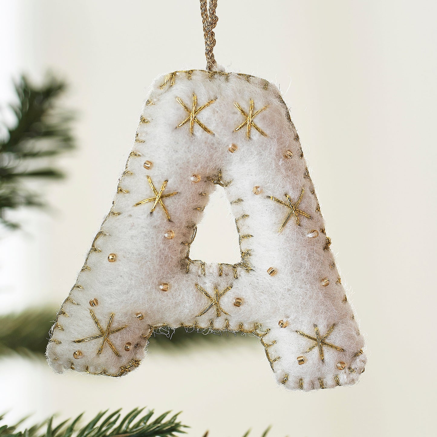 Alphabet Initial Embroidered Felt Christmas Tree Decoration- 12 Inner Pack