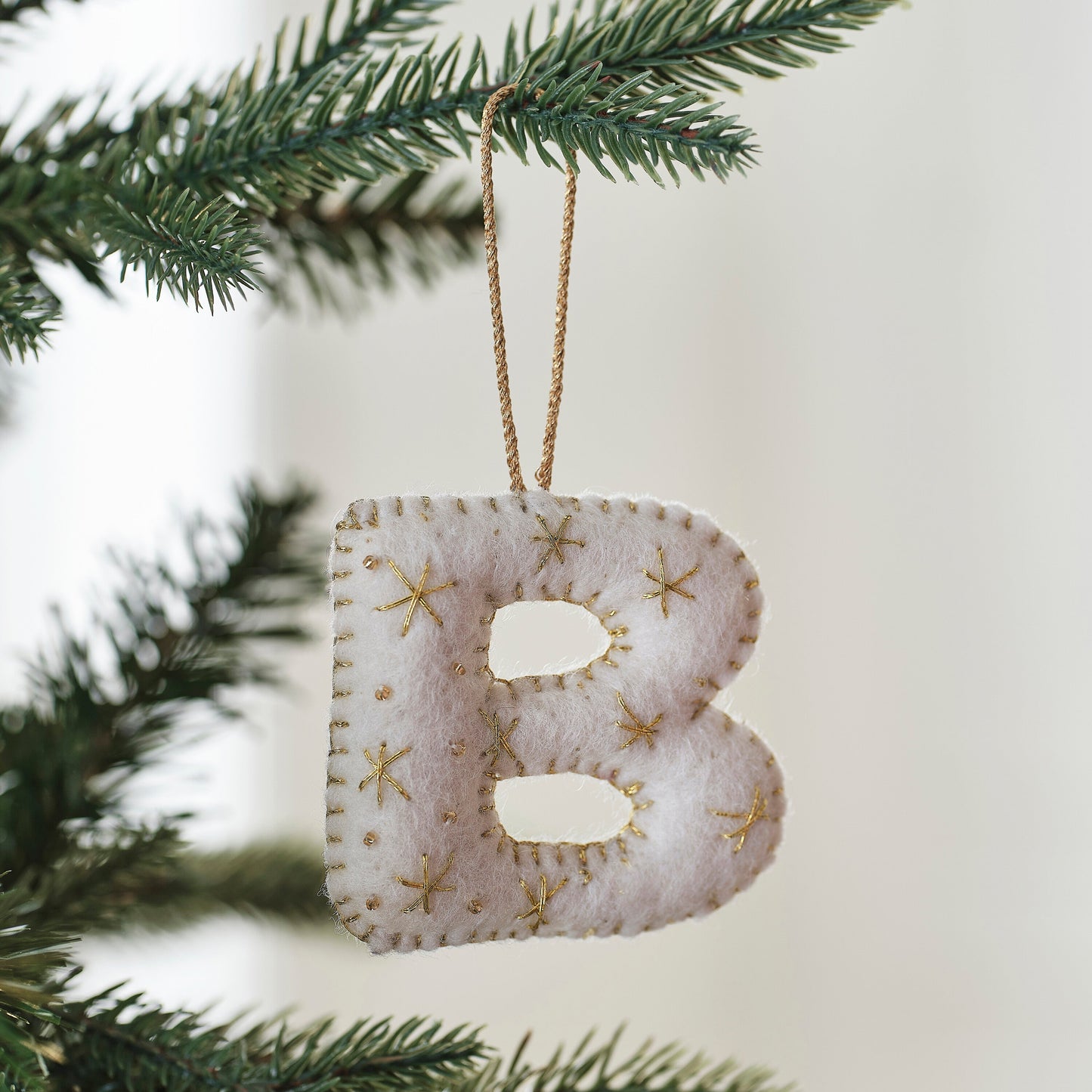 Alphabet Initial Embroidered Felt Christmas Tree Decoration- 12 Inner Pack