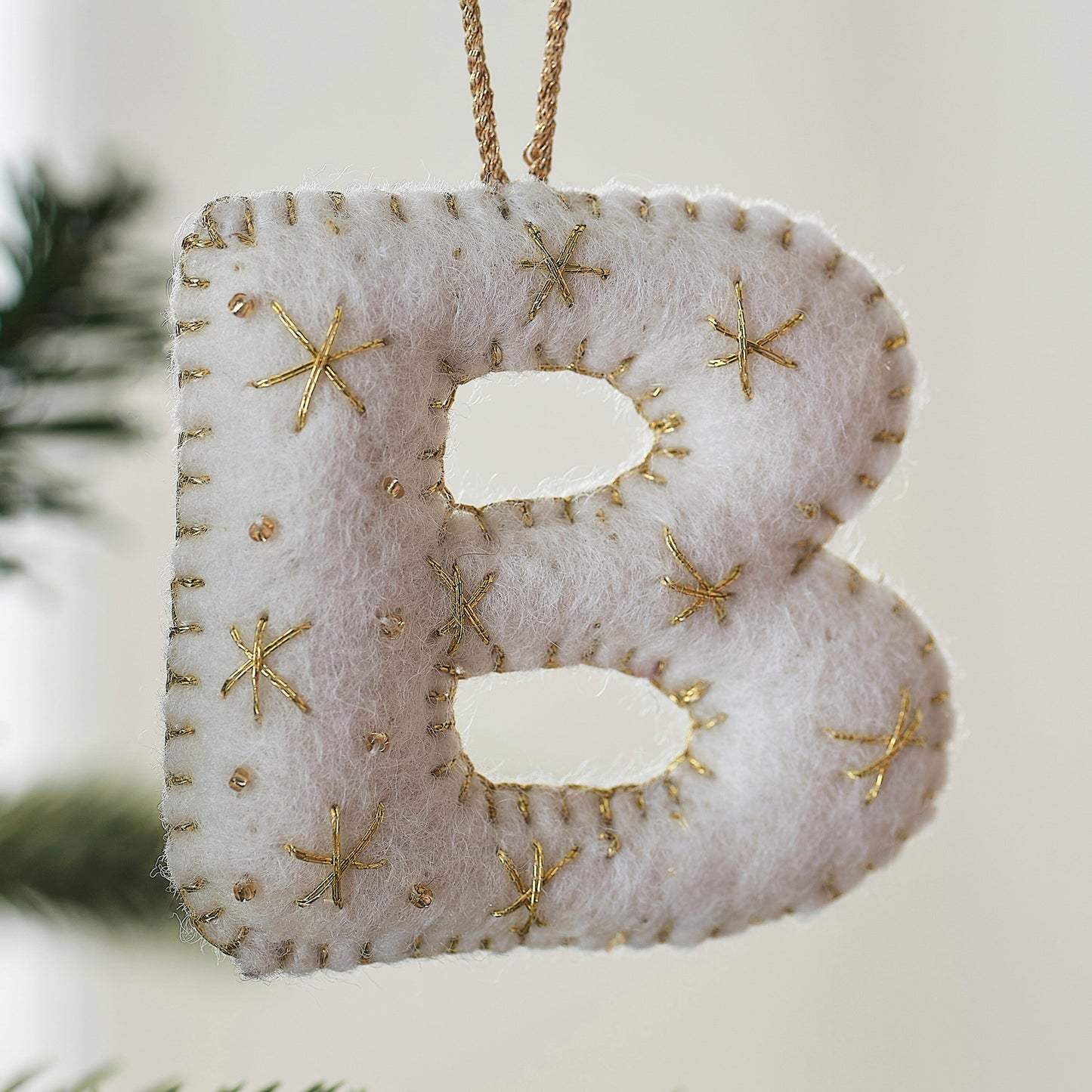 Alphabet Initial Embroidered Felt Christmas Tree Decoration- 12 Inner Pack