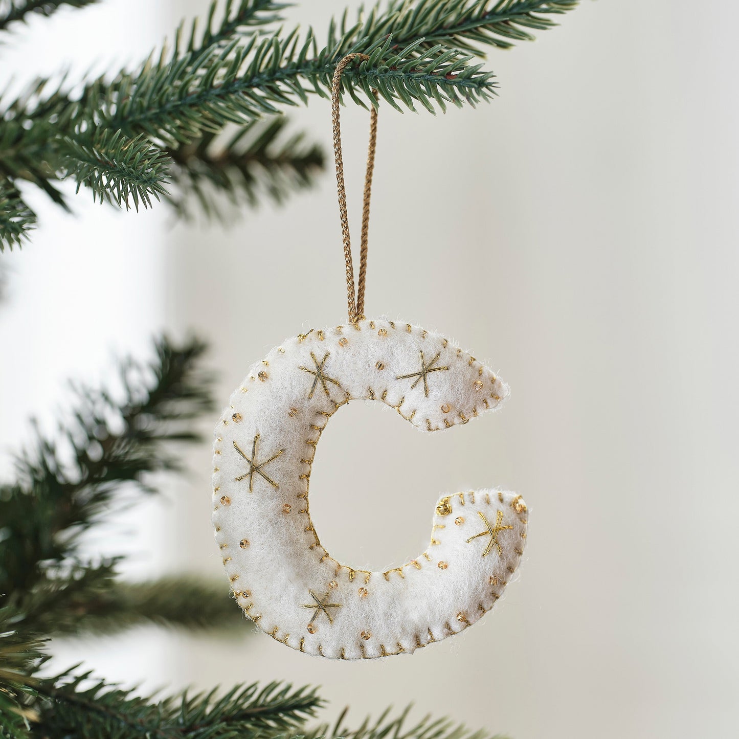 Alphabet Initial Embroidered Felt Christmas Tree Decoration- 12 Inner Pack