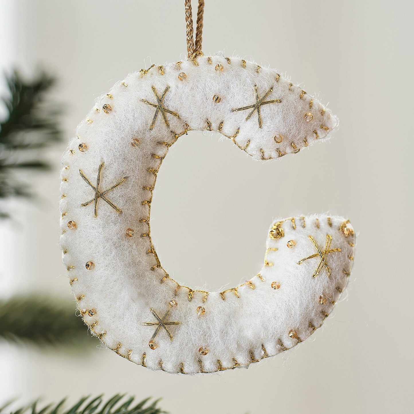 Alphabet Initial Embroidered Felt Christmas Tree Decoration- 12 Inner Pack