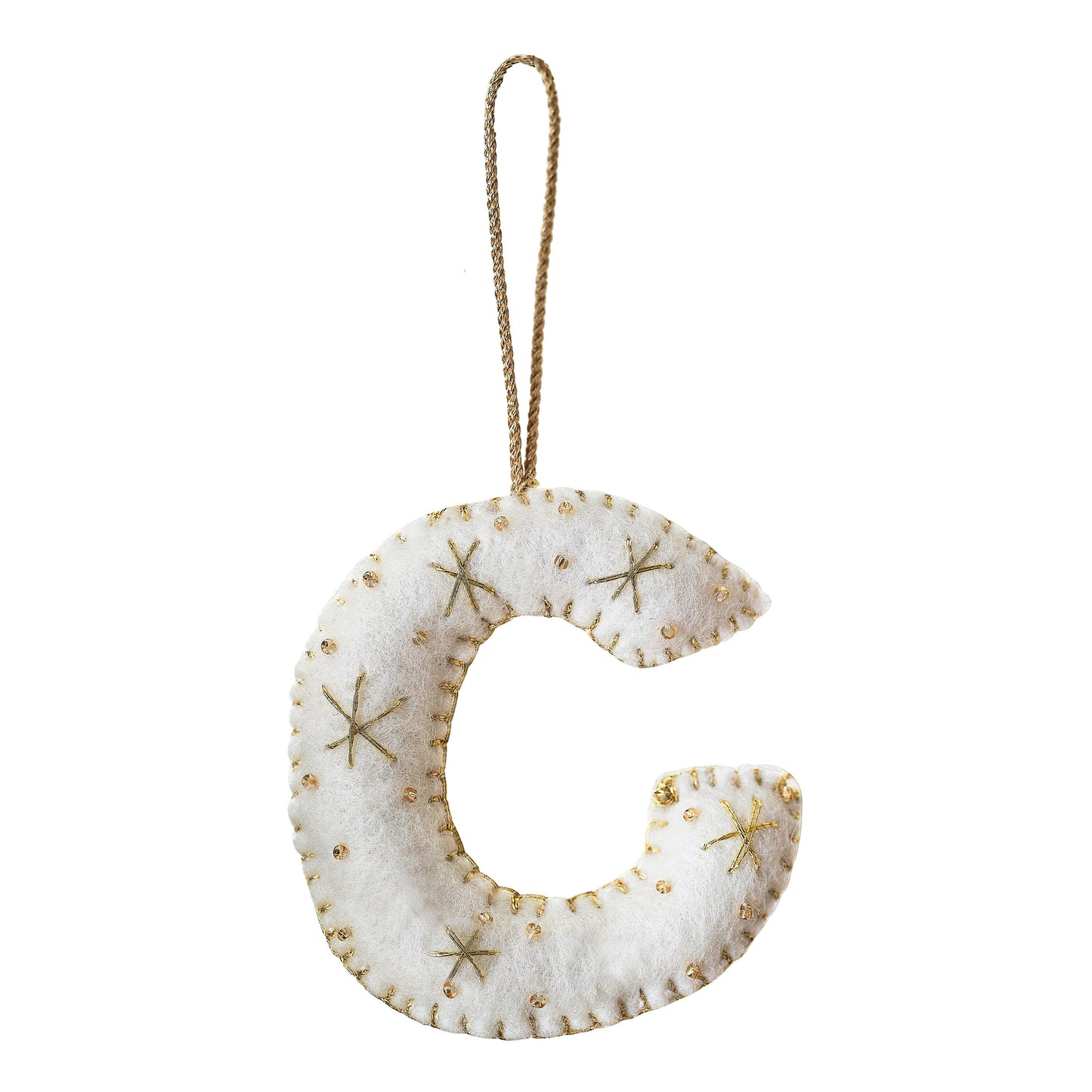 Alphabet Initial Embroidered Felt Christmas Tree Decoration- 12 Inner Pack