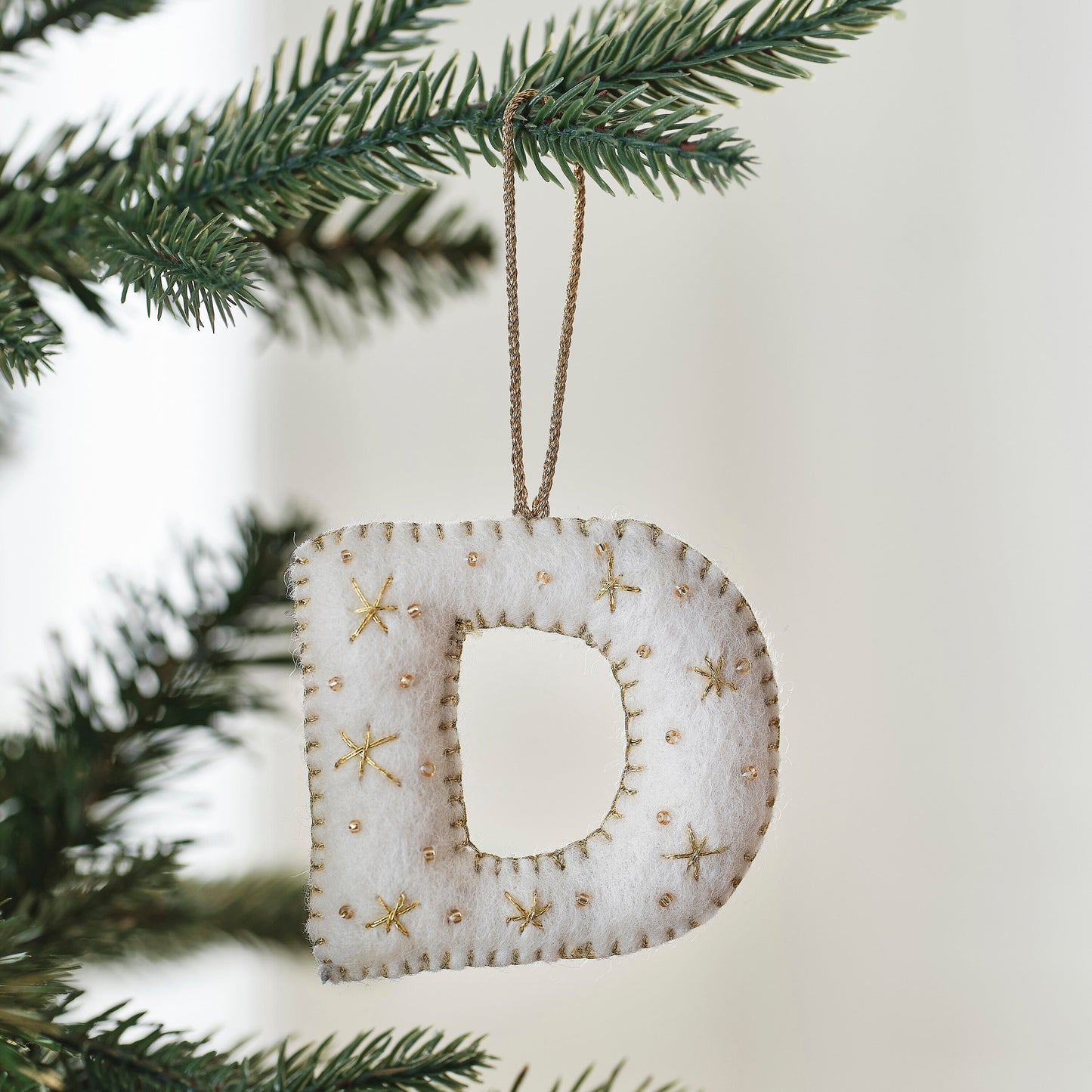 Alphabet Initial Embroidered Felt Christmas Tree Decoration- 12 Inner Pack