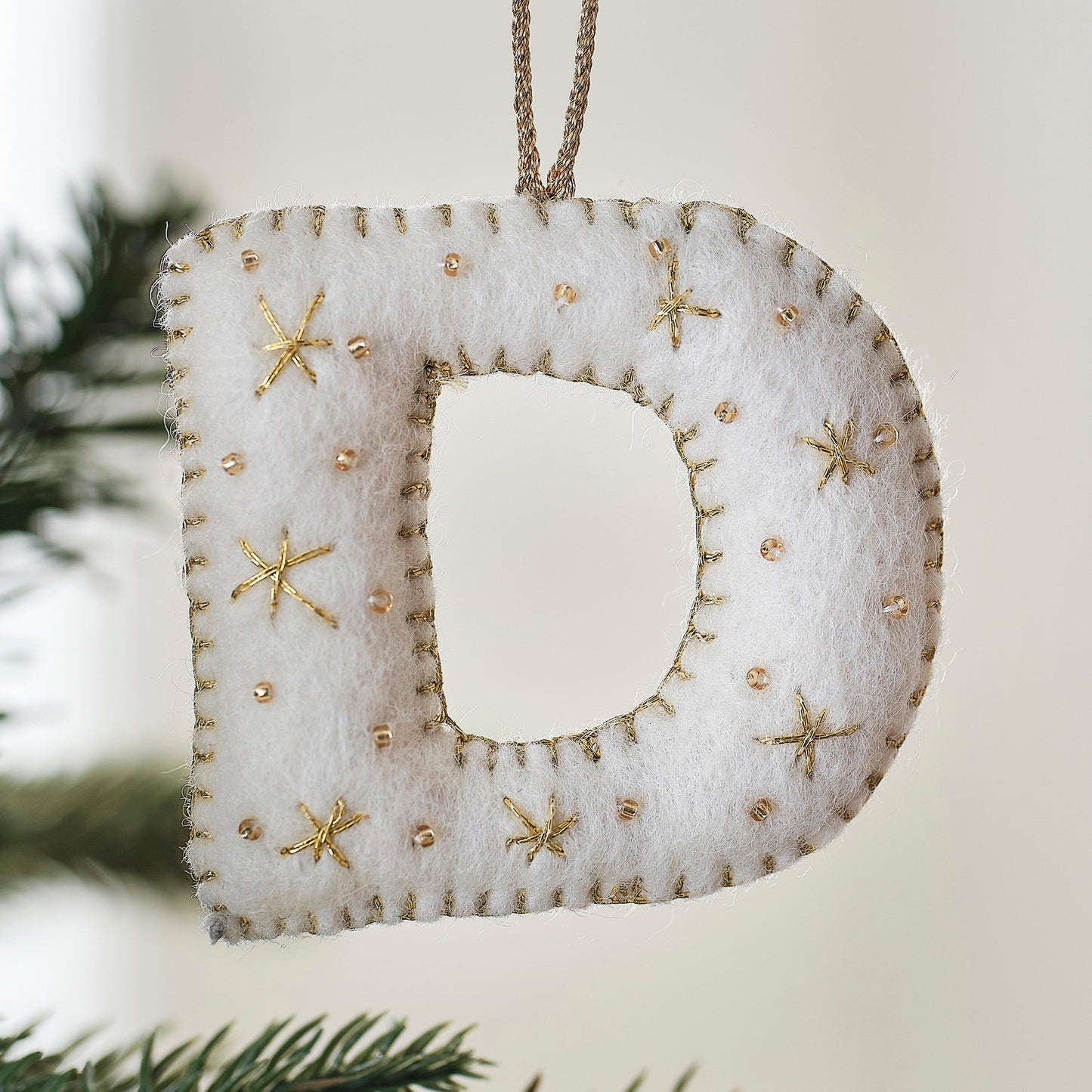 Alphabet Initial Embroidered Felt Christmas Tree Decoration- 12 Inner Pack