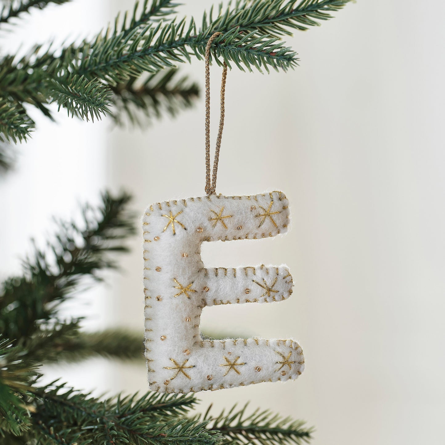 Alphabet Initial Embroidered Felt Christmas Tree Decoration- 12 Inner Pack