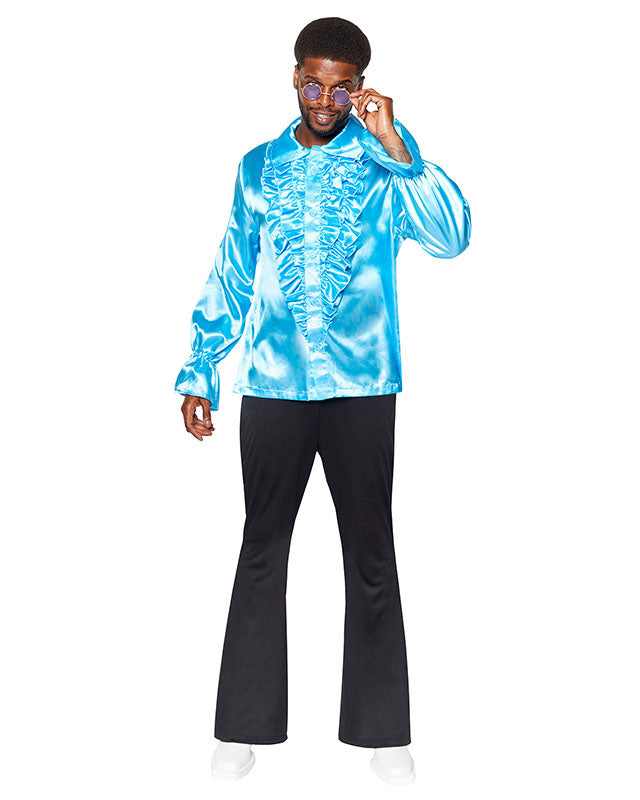 Satin Ruffle Shirt various Colours XL