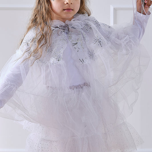 White & Silver Sparkle Fairy Princess Costume Cape- 4 Inner Pack